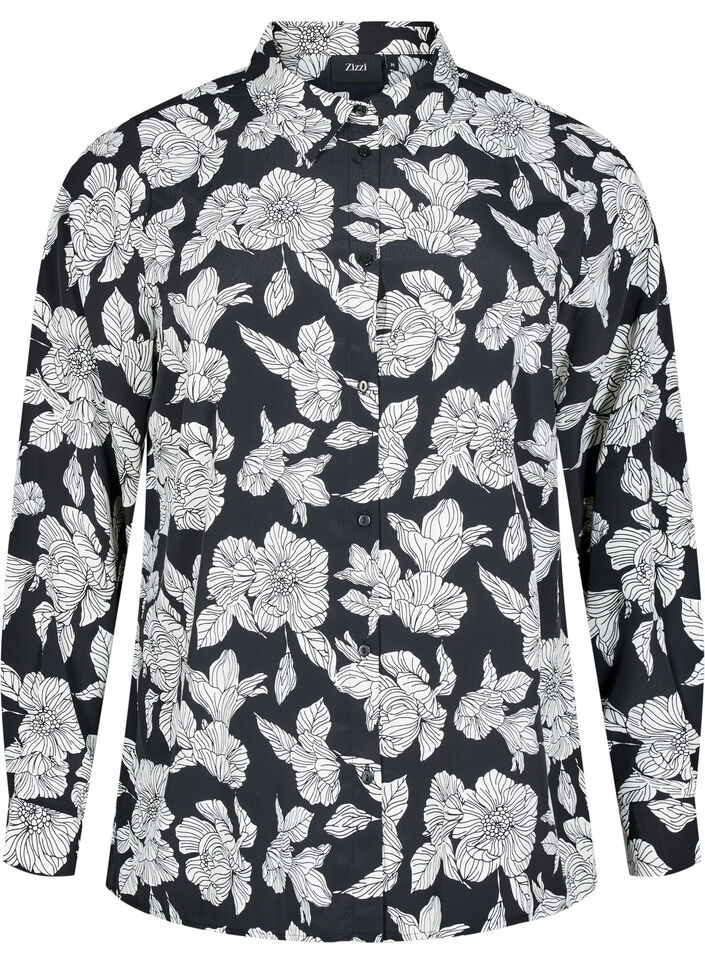 Chemise à imprimé floral, Noir, Packshot image number 0
