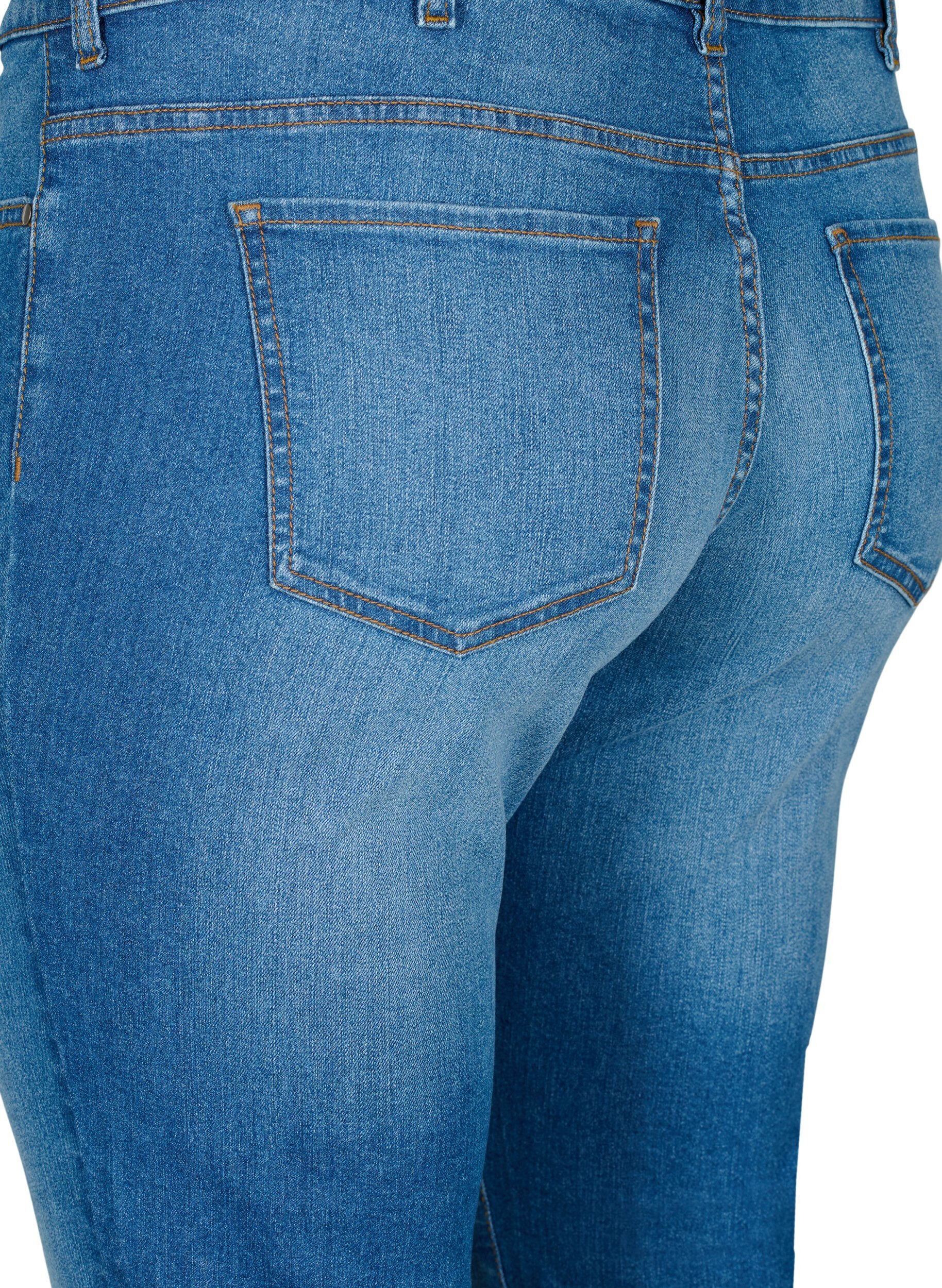 Zizzi Emily jeans avec taille r&eacute;guli&egrave;re et coupe slim, Blue denim, Packshot image number 3