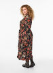 Robe midi &agrave; imprim&eacute; floral avec ceinture amovible &agrave; nouer, Charbon, Model image number 1