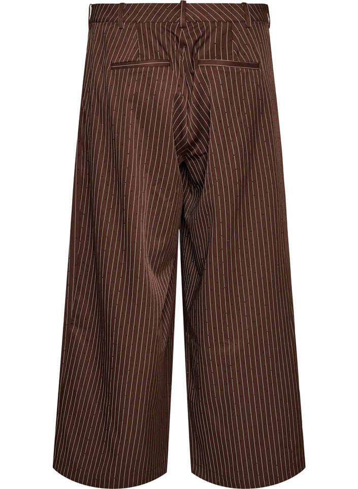 Pantalon coupe amples &agrave; rayures tennis avec strass, Marron, Packshot image number 1