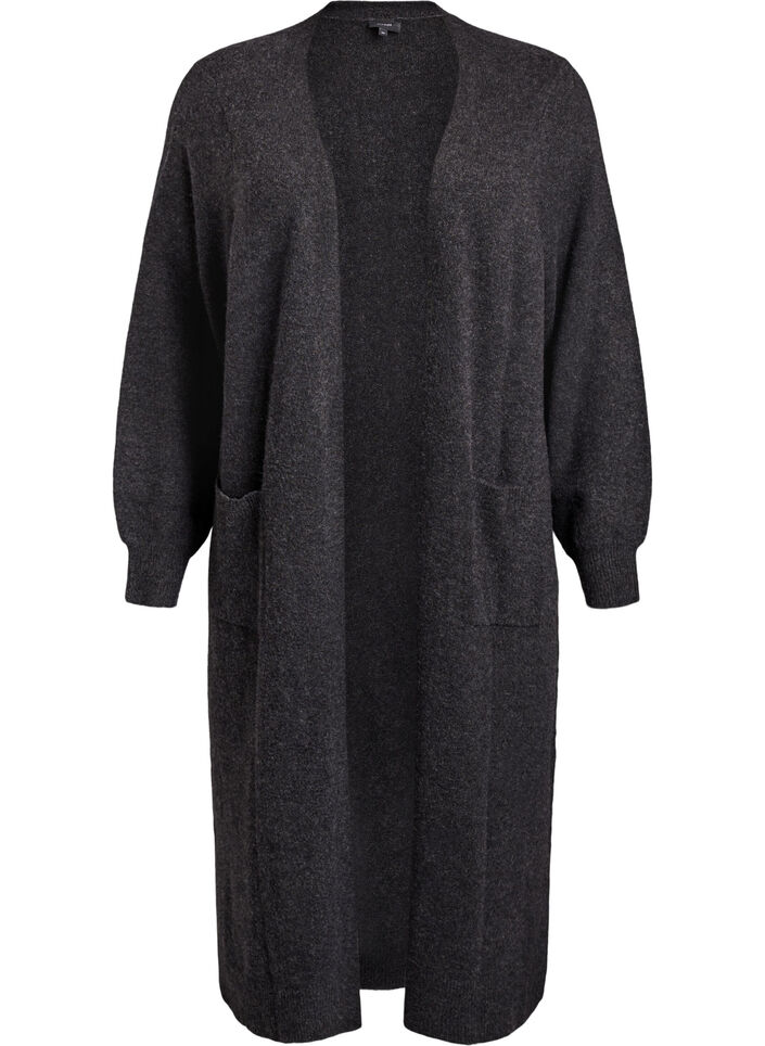 Cardigan long en maille avec poches, Gris anthracite, Packshot image number 0