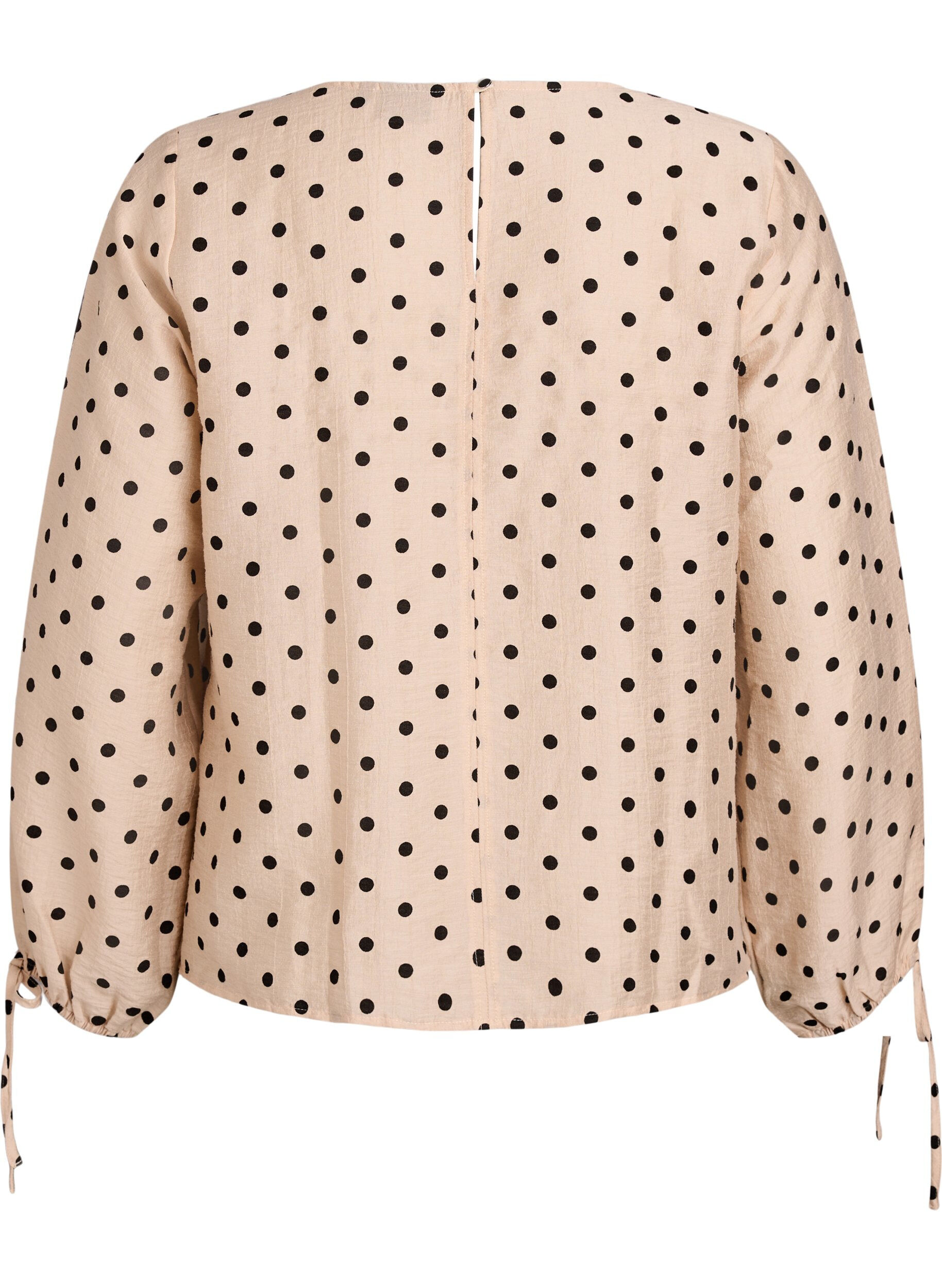 Zizzi Blouse &agrave; pois et d&eacute;tails &agrave; nouer, Beige, Packshot image number 1