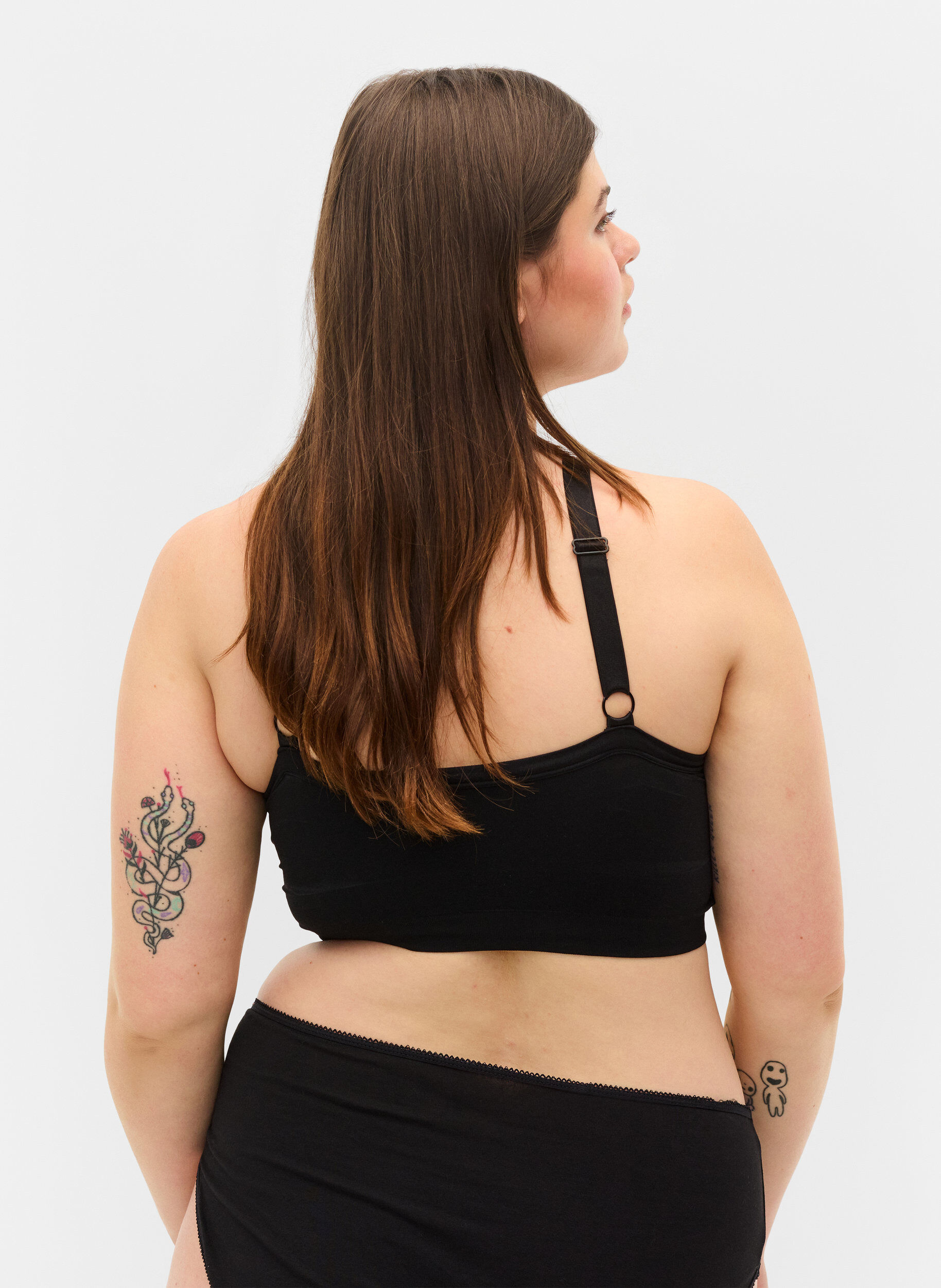 Zizzi Soutien-gorge sans coutures avec bord en dentelle, Black, Model image number 1
