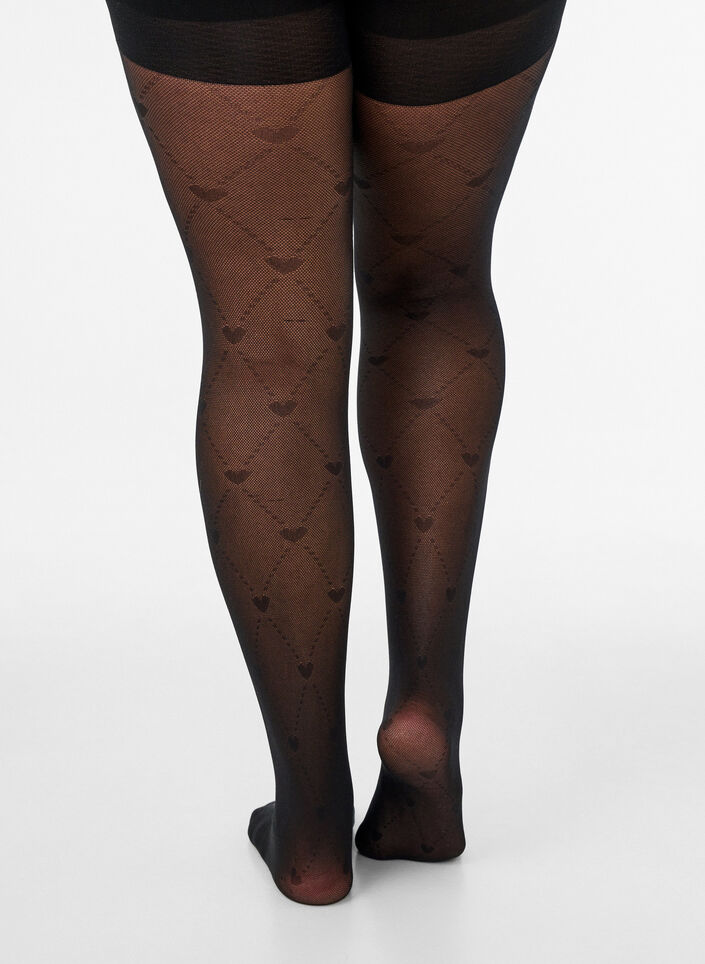 Collant push-up 50 deniers avec motif c&oelig;urs, Noir, Packshot image number 2