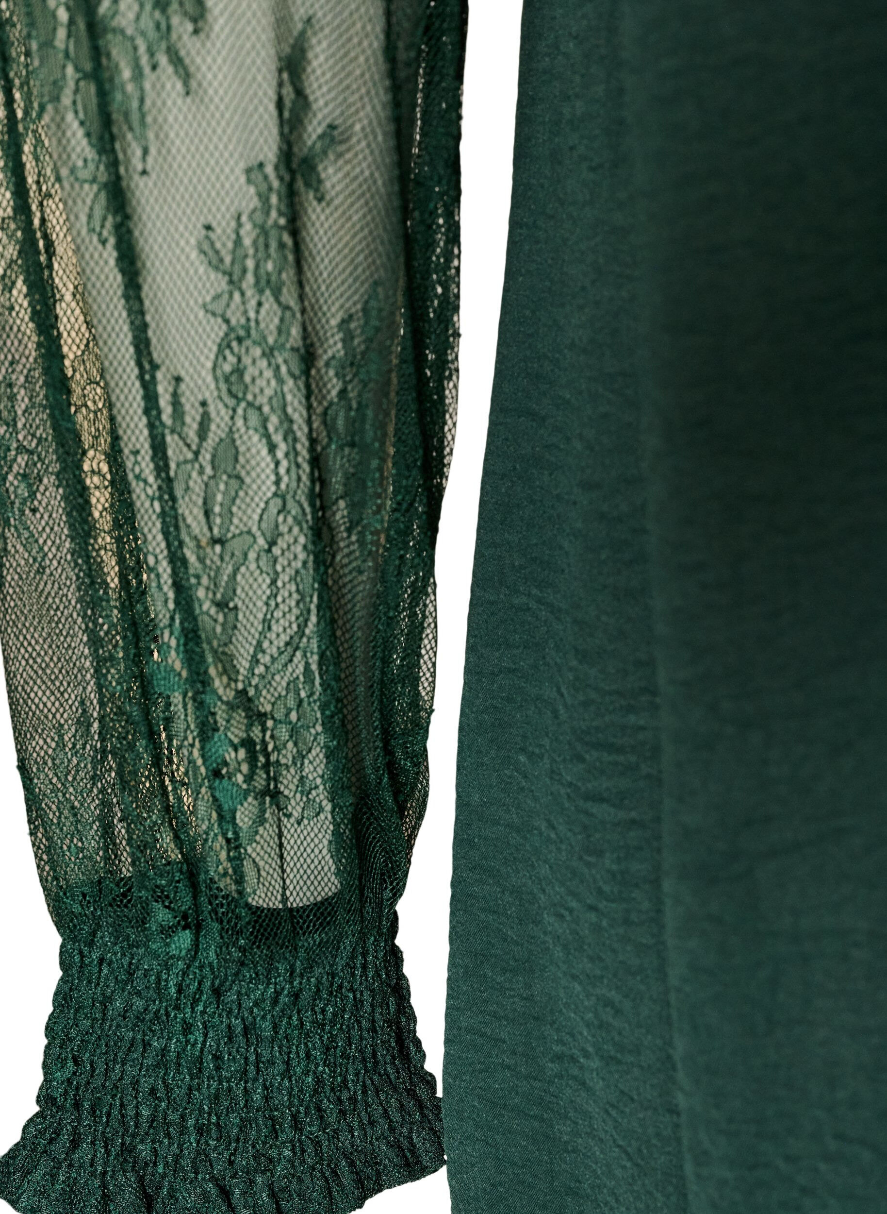 ZizziTunique avec manches en dentelle transparente, Vert fonc&eacute;, Packshot image number 4