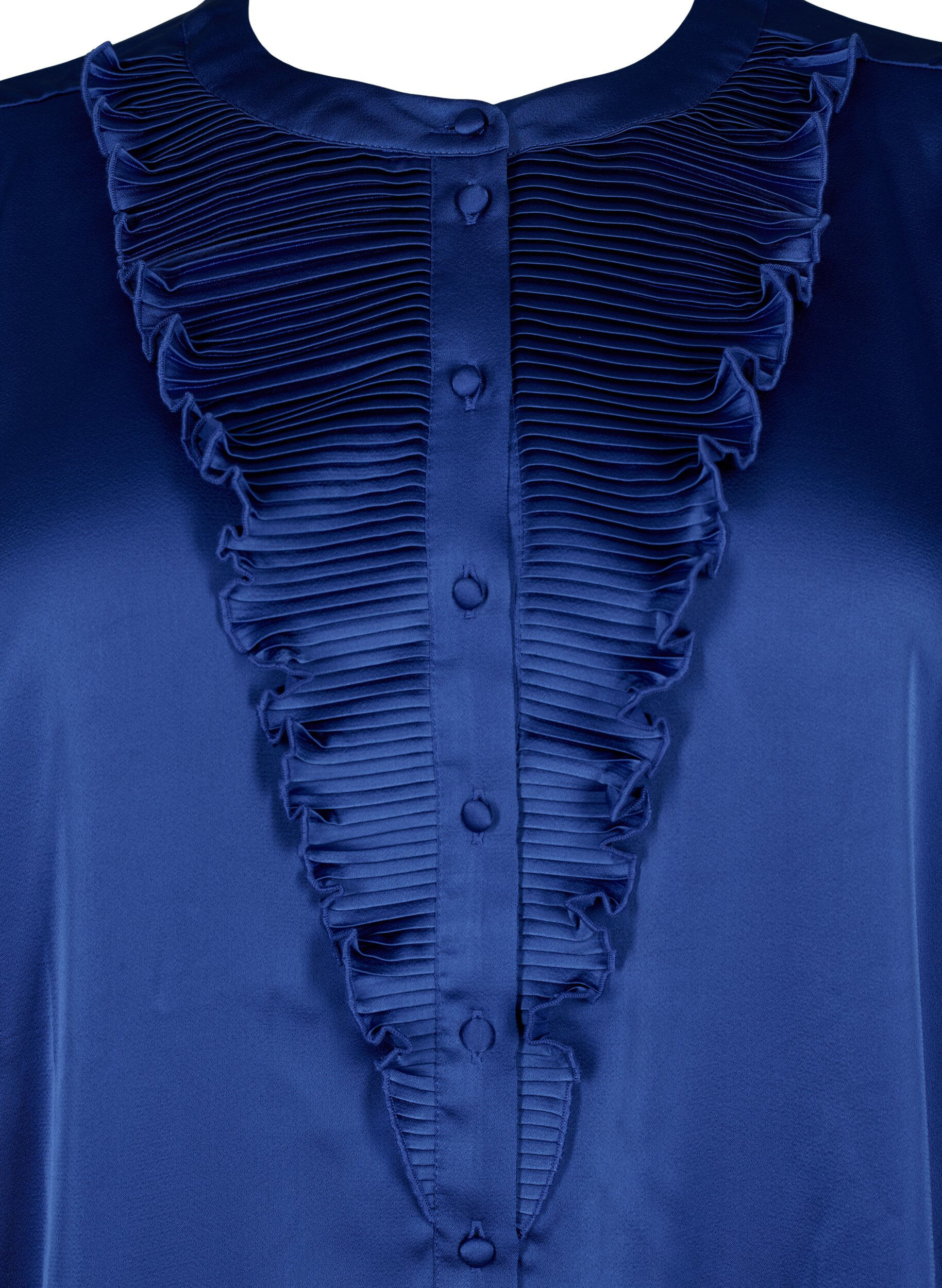 Zizzi Chemisier en satin avec volants, Deep Ultramarine, Packshot image number 2