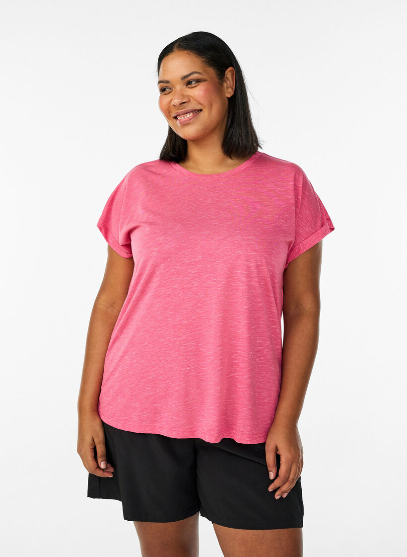 T-shirt d'entra&icirc;nement ample &agrave; manches courtes, Rose, Model image number 0