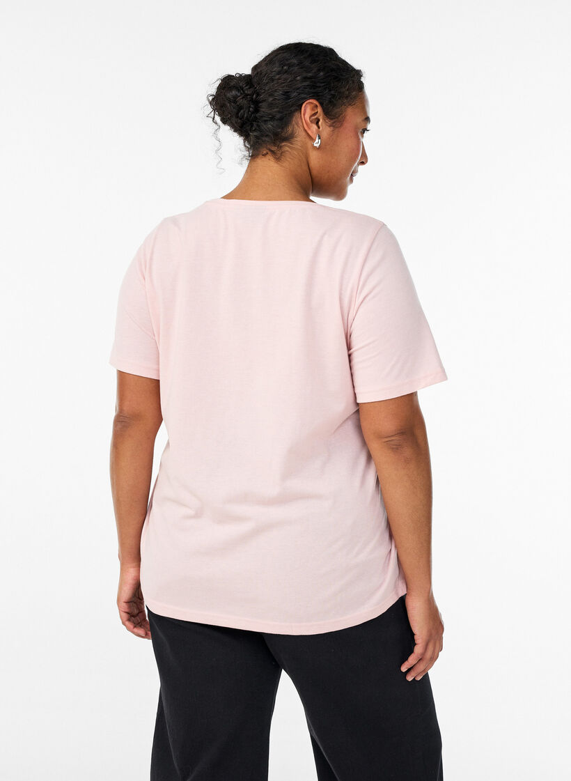 T-shirt imprim&eacute;, Rose poudr&eacute;e, Model image number 2