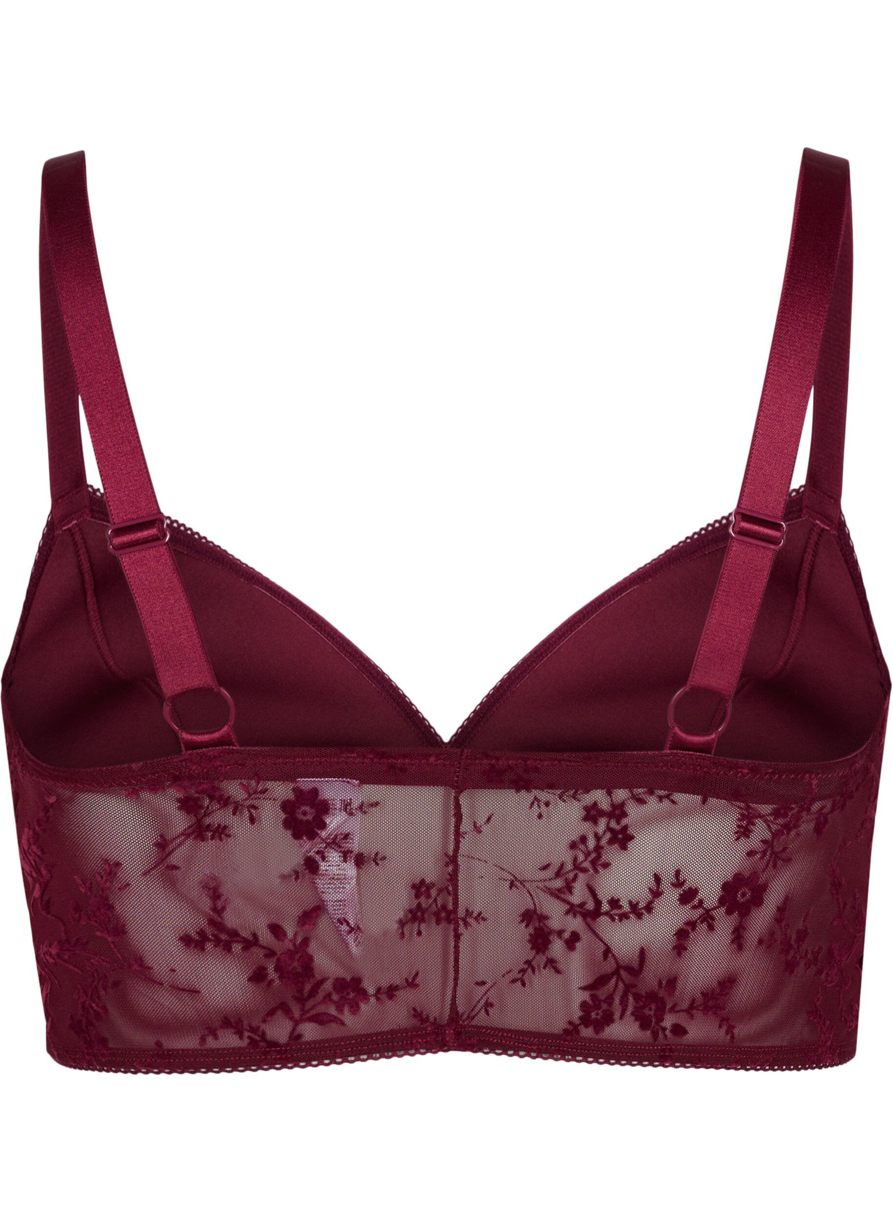 Zizzi Soutien-gorge en dentelle l&eacute;g&egrave;rement rembourr&eacute;, Bordeaux Ass, Packshot image number 1