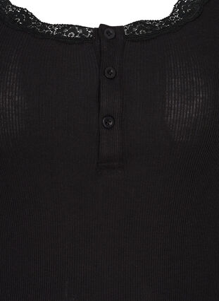 Débardeur avec dentelle et boutons, Black, Packshot image number 2