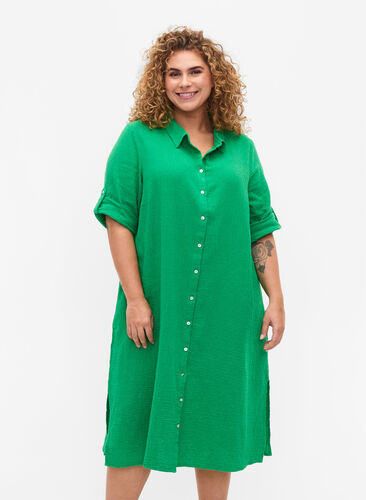Robes en coton à manches courtes, Bright Green, Model image number 0