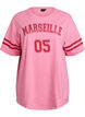 T-shirt coll&egrave;ge oversize et sportif, Rose, Packshot image number 0