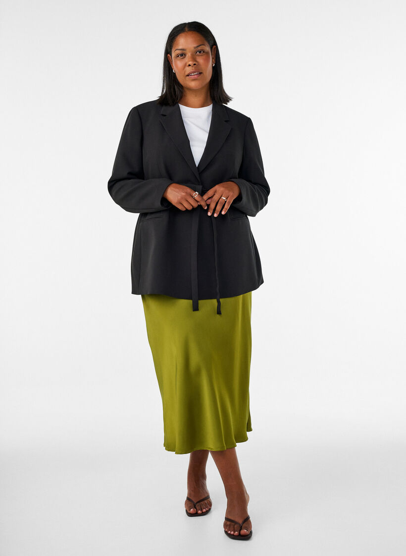 Jupe midi en satin, Vert, Model