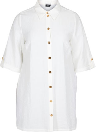 Chemise longue à manches 3/4, Bright White, Packshot image number 0