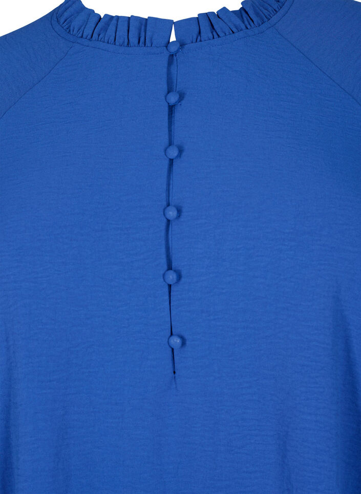 Blouse avec volants et boutons, Deep Ultramarine, Packshot image number 2