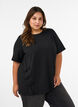 T-shirt avec fentes et fermetures par n&oelig;uds d&eacute;coratifs, Noir, Model image number 0
