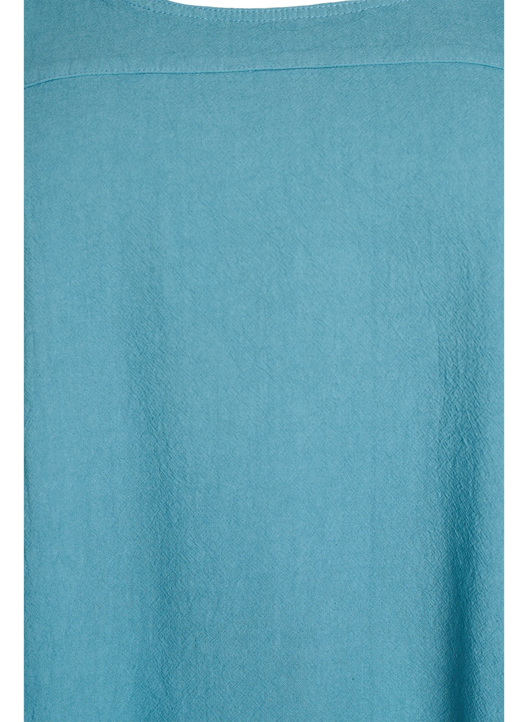 Zizzi Robe en coton &agrave; manches courtes, Bleu Clair, Packshot image number 2