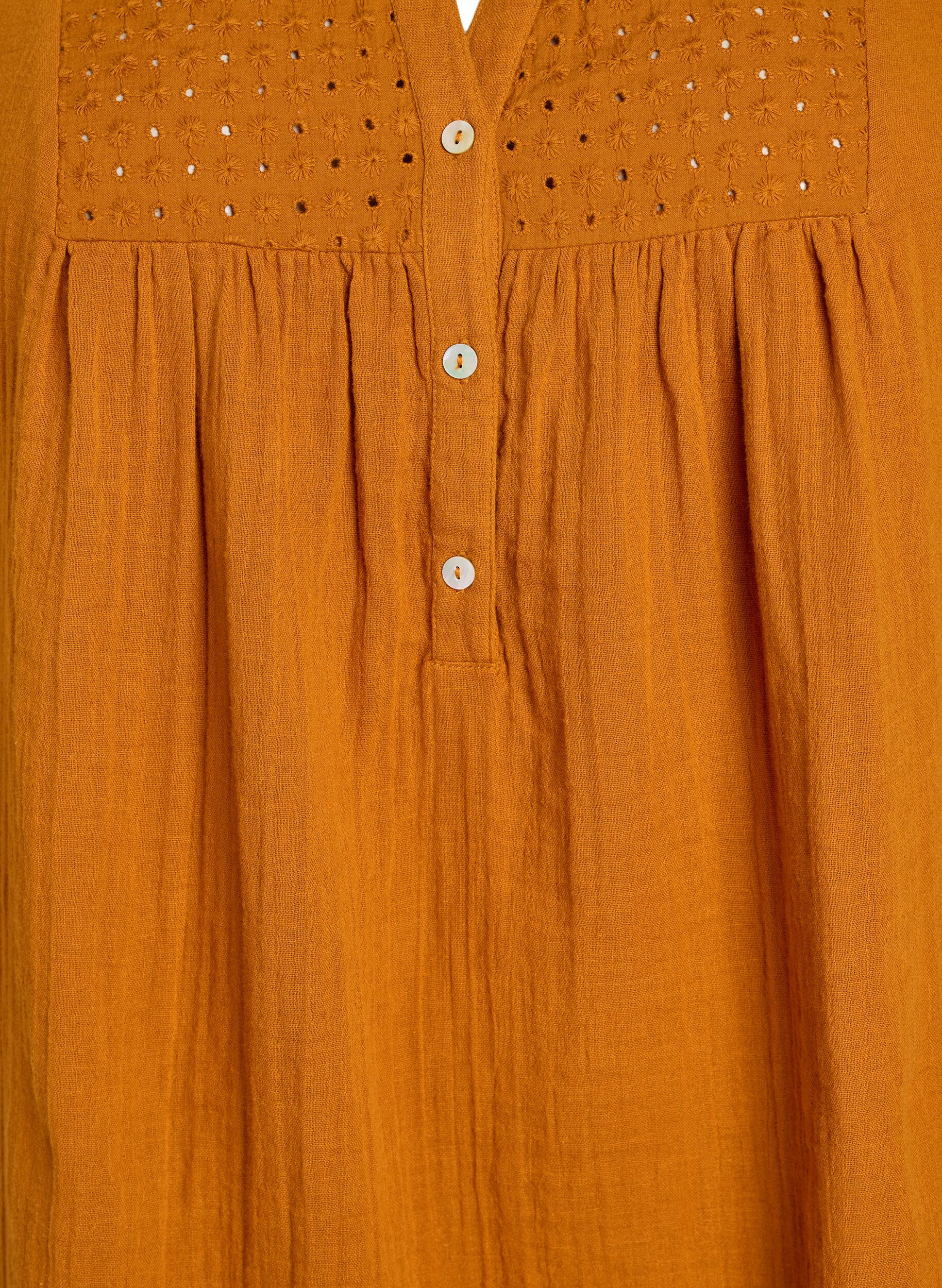 Zizzi Tunique en mousseline de coton avec broderie anglaise, Orange, Packshot image number 2