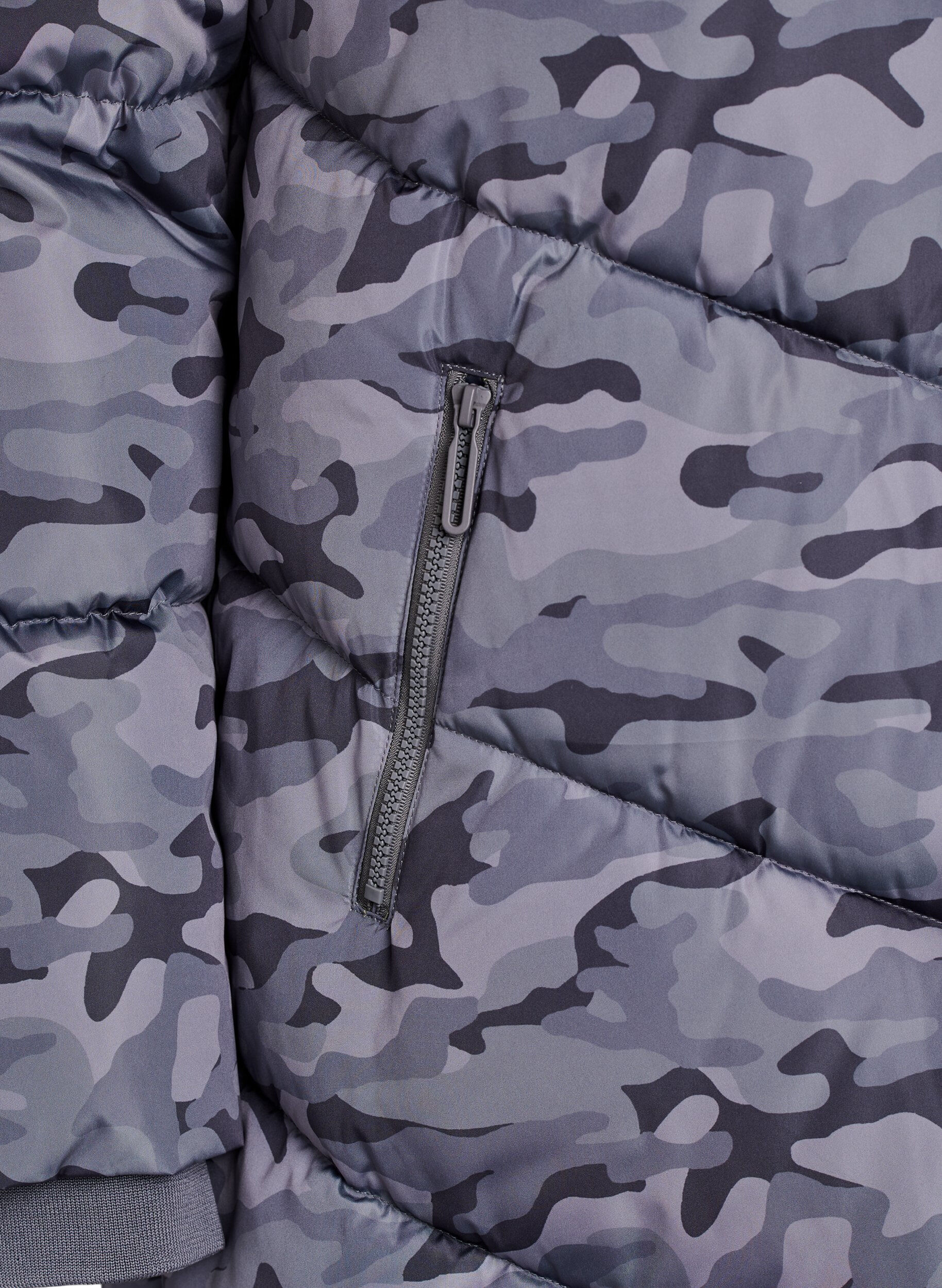 ZizziDoudoune longue camouflage, Gris anthracite, Packshot image number 3