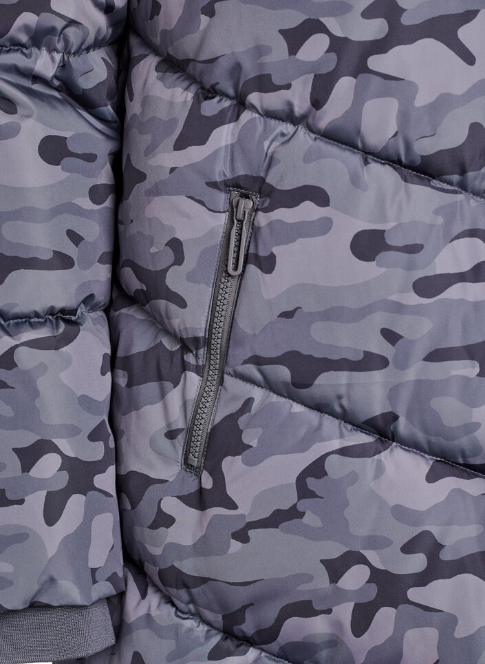 Doudoune longue camouflage, Gris anthracite, Packshot image number 3