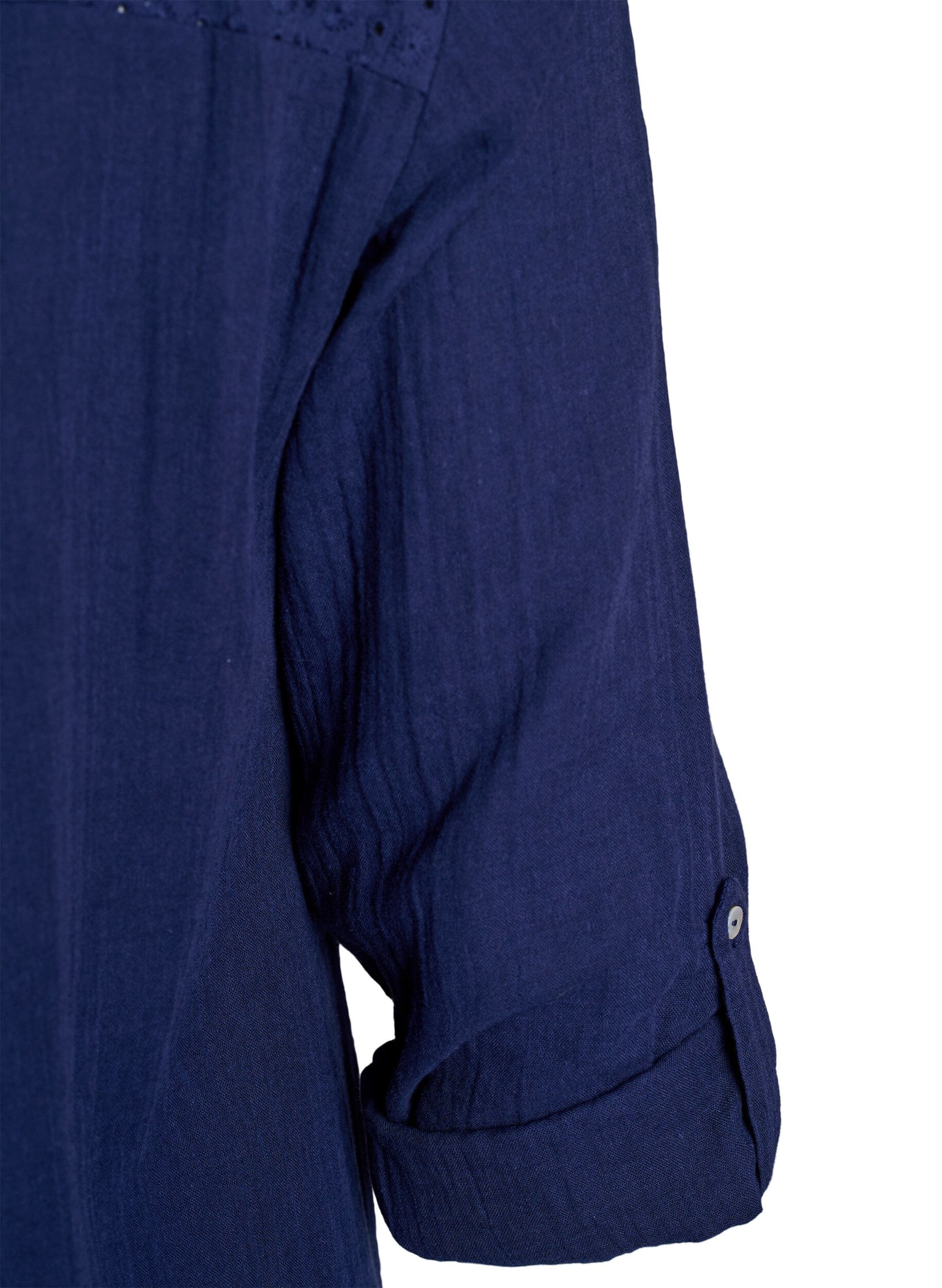 ZizziTunique en mousseline de coton avec broderie anglaise, Bleu, Packshot image number 3