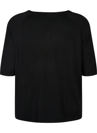 Chemisier tricot en viscose avec manches 3/4, Black, Packshot image number 1