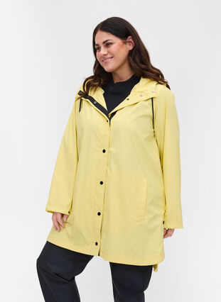 Manteau de pluie avec capuche et poches, Pale Banana, Model image number 0