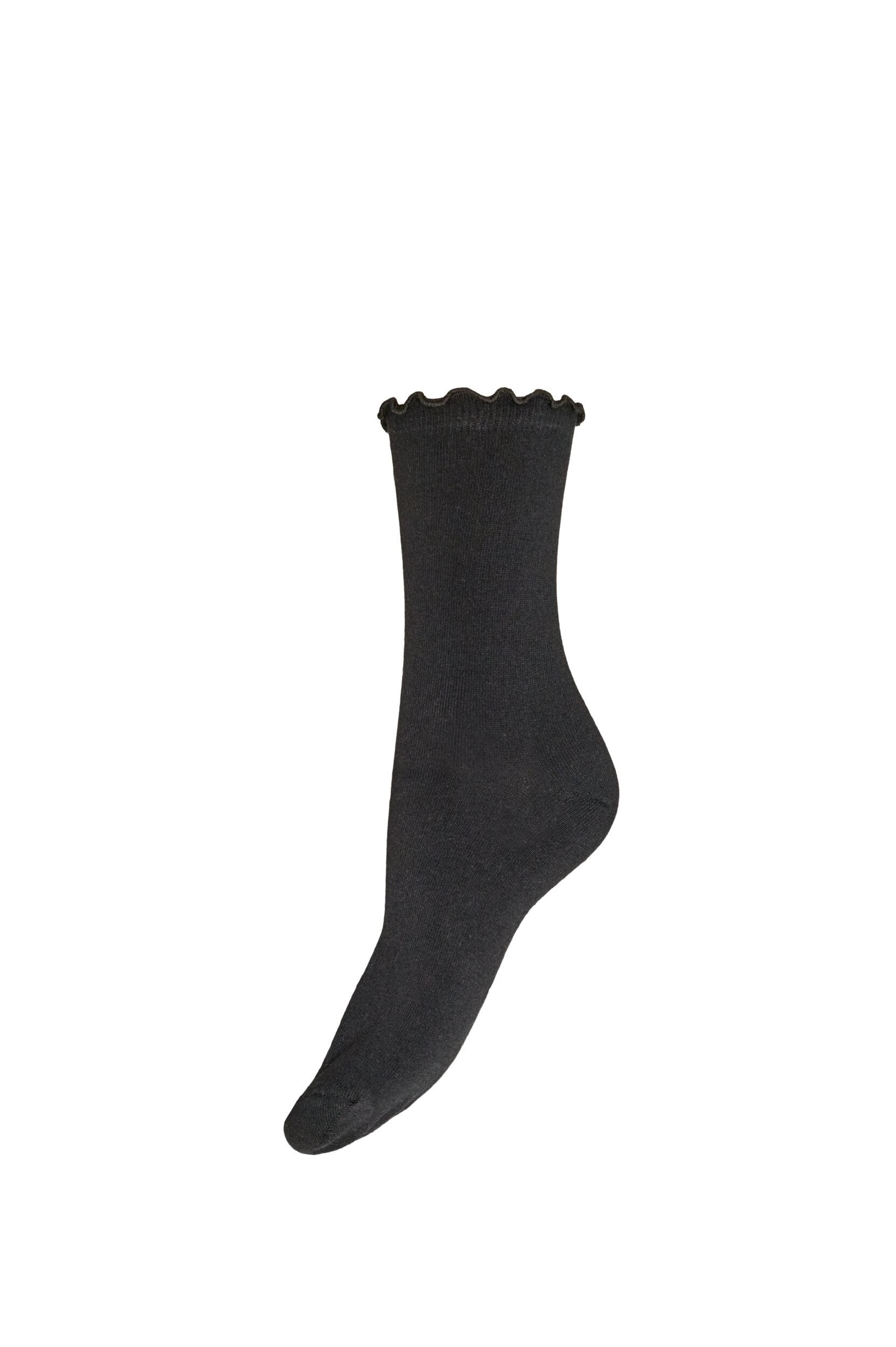 ZizziChaussettes en coton avec bord ondul&eacute;, Noir, Packshot image number 0