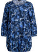 Robe courte en coton avec un ourlet &eacute;lastique et des manches longues, Bleu, Packshot image number 0
