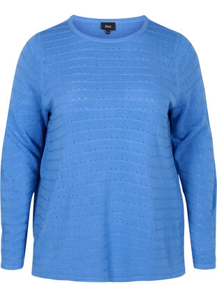 Pull en tricot avec col rond, Ultramarine, Packshot image number 0