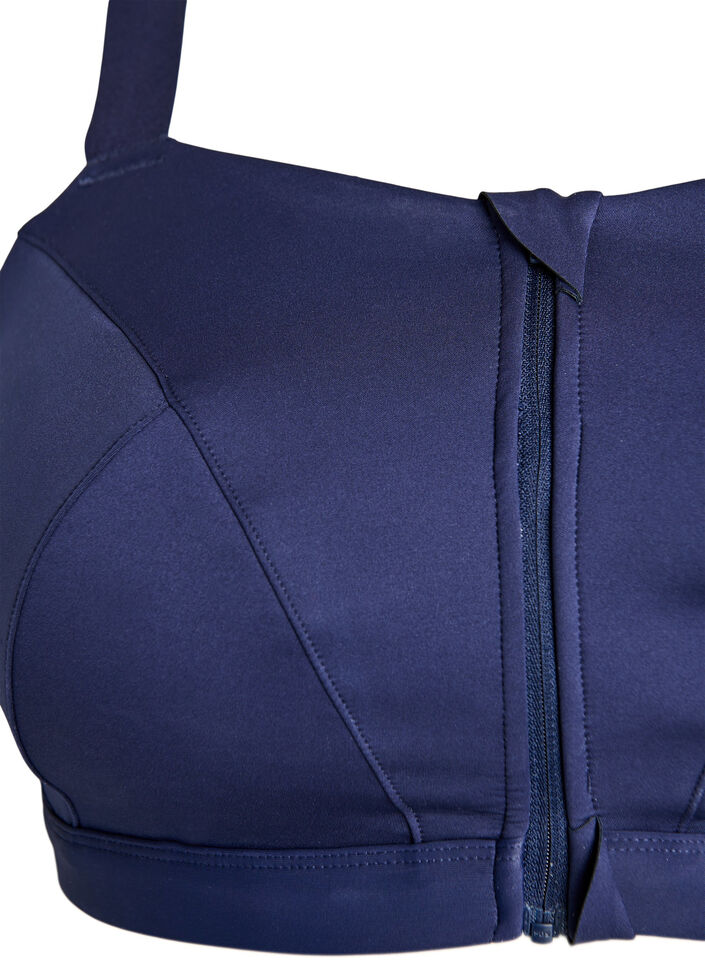 Brassi&egrave;re de sport avec fermeture sur le devant et maintien &eacute;lev&eacute;, Bleu, Packshot
