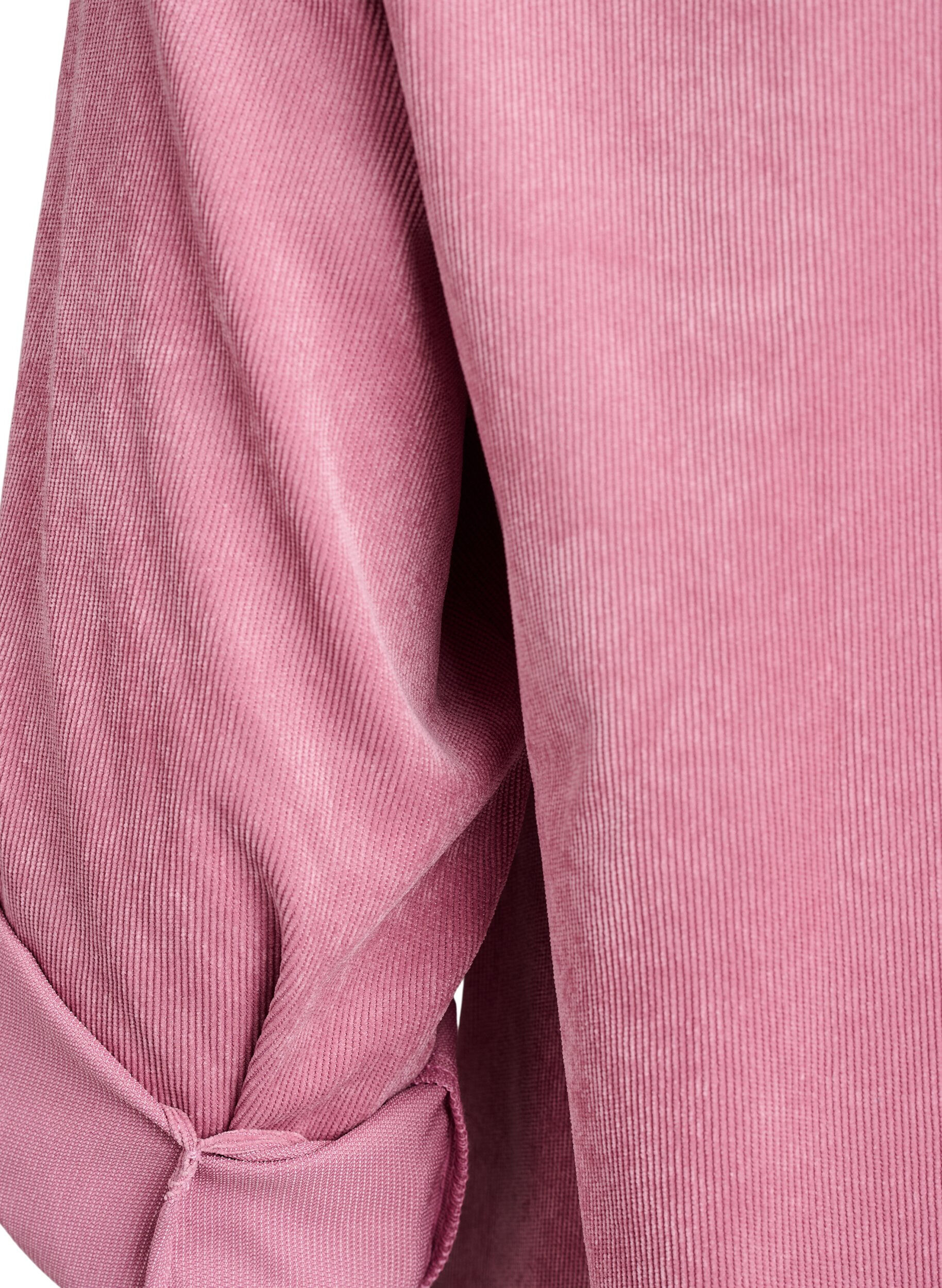 Zizzi Robe en velours c&ocirc;tel&eacute; avec zip et manches 3/4, Rose, Packshot image number 3