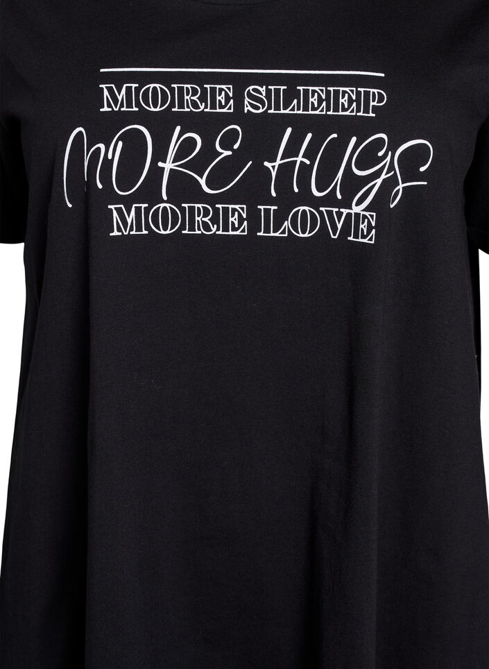 Chemise de nuit à manches courtes en coton biologique, Noir, Packshot image number 2