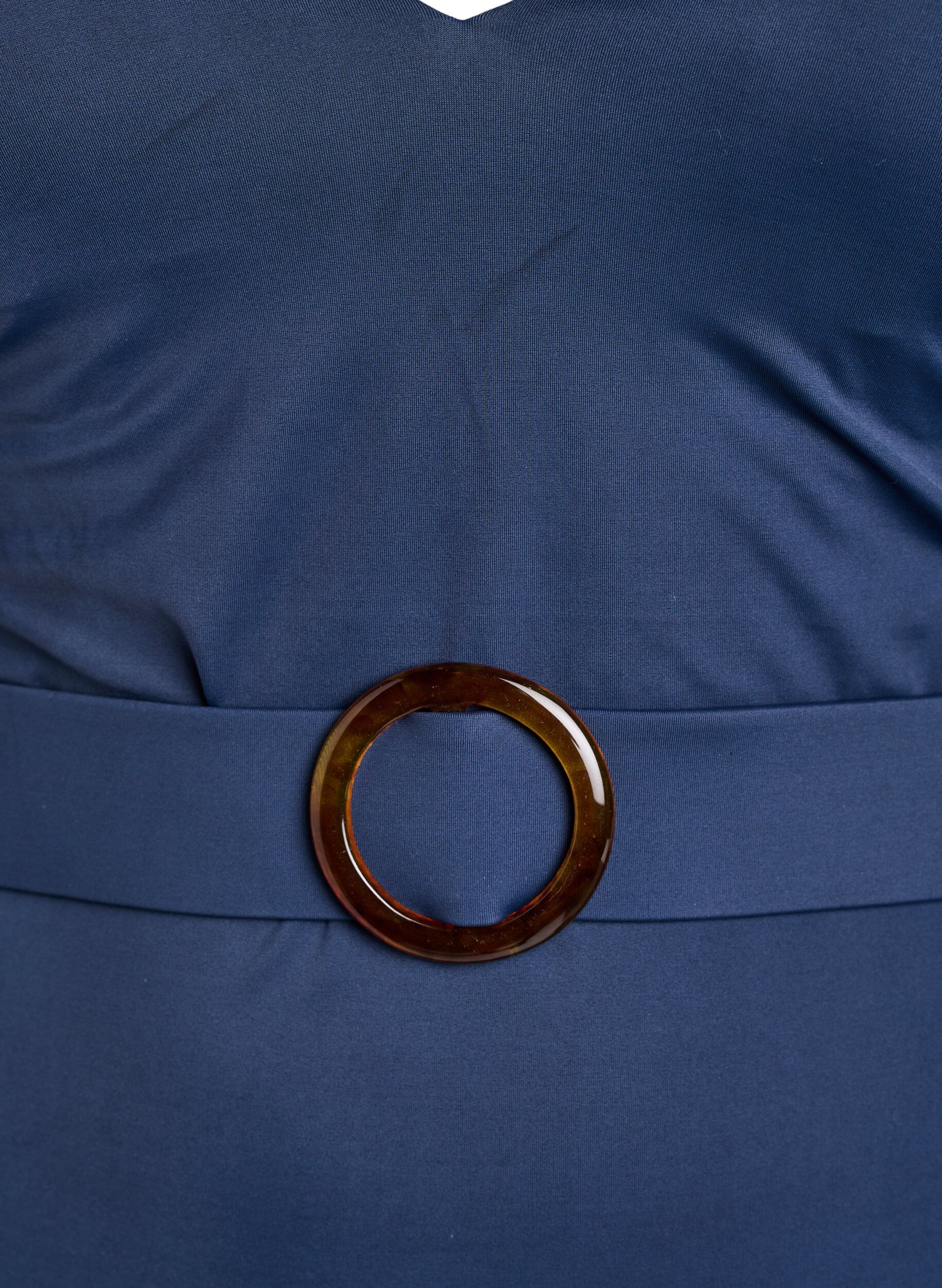 Zizzi Maillot de bain avec d&eacute;collet&eacute; en V et ceinture, Bleu, Packshot image number 2