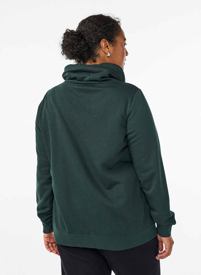 Sweat &agrave; col montant et poches, Vert fonc&eacute;, Model image number 2