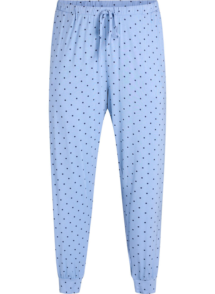 Pantalon de nuit taille haute en modal, Bleu, Packshot image number 0