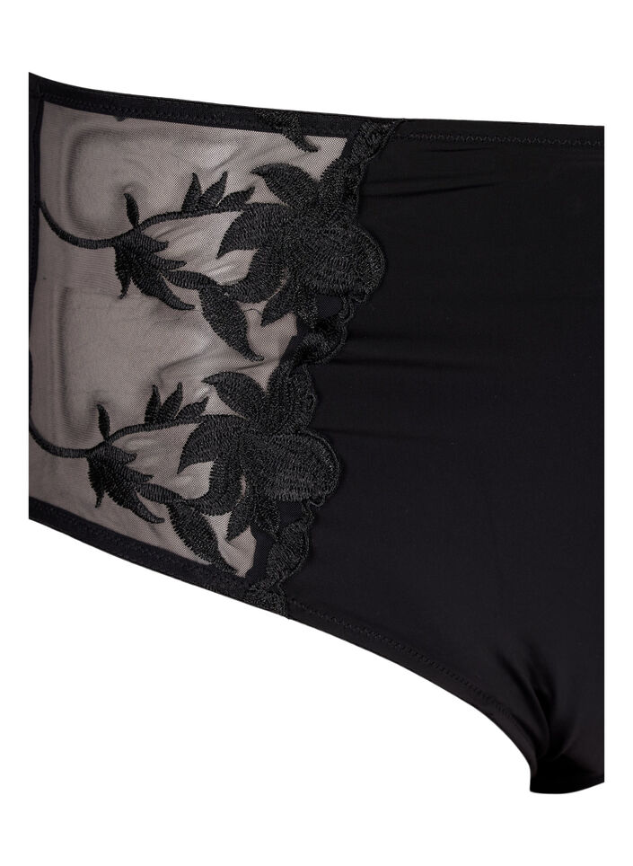 Slip hipster avec broderie et taille régulière, Black, Packshot image number 2