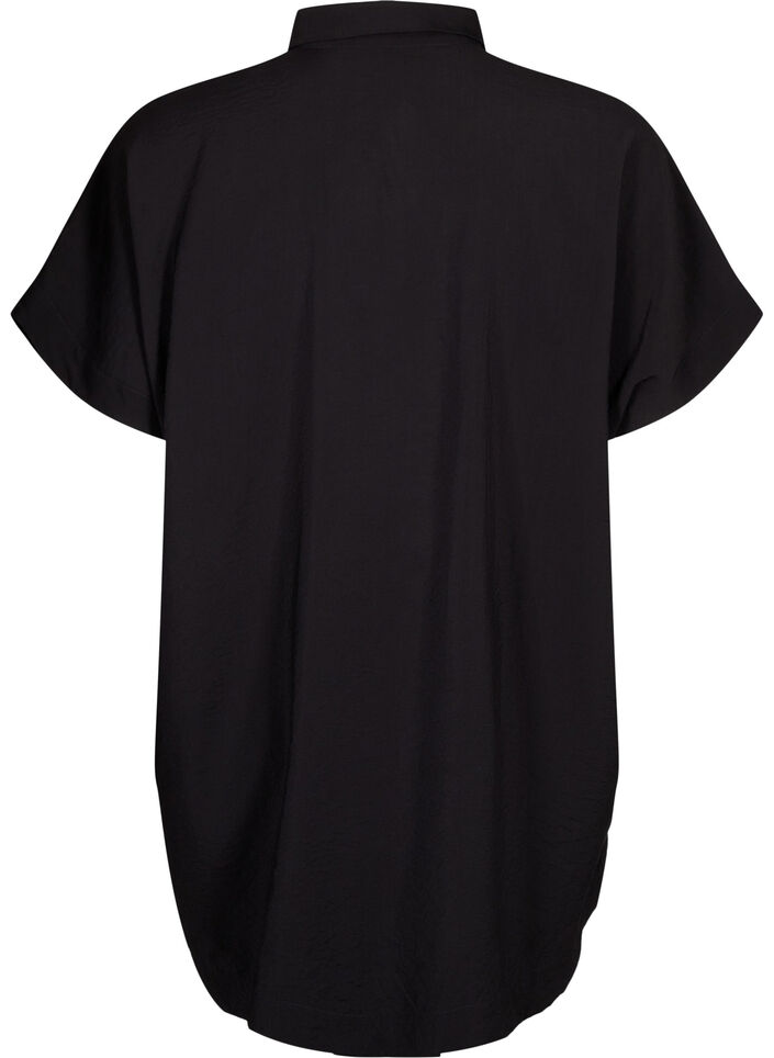 Chemise longue en viscose à manches courtes, Black, Packshot image number 1
