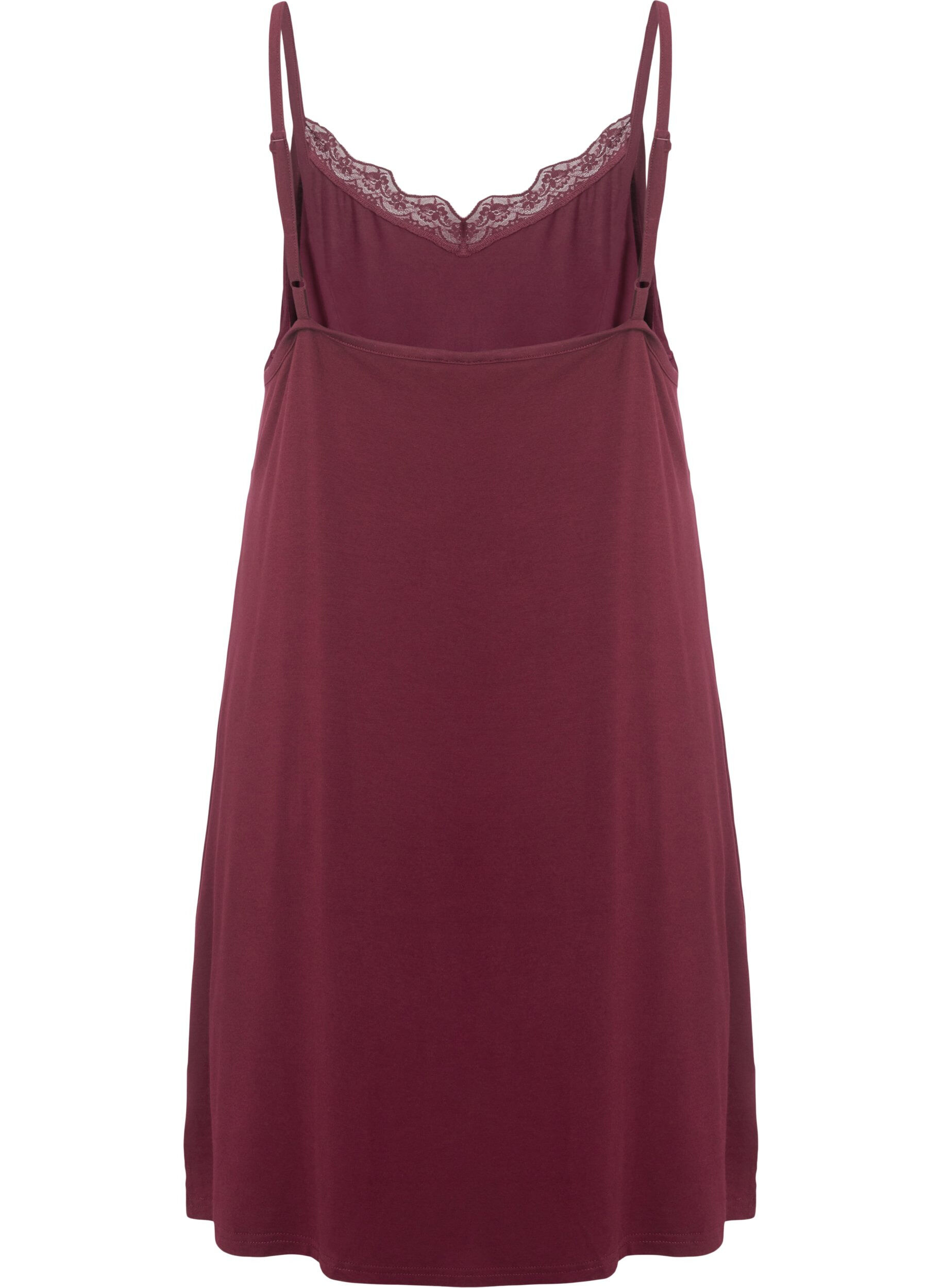 Zizzi Chemise de nuit avec bord dentelle en viscose, Bordeaux, Packshot image number 1