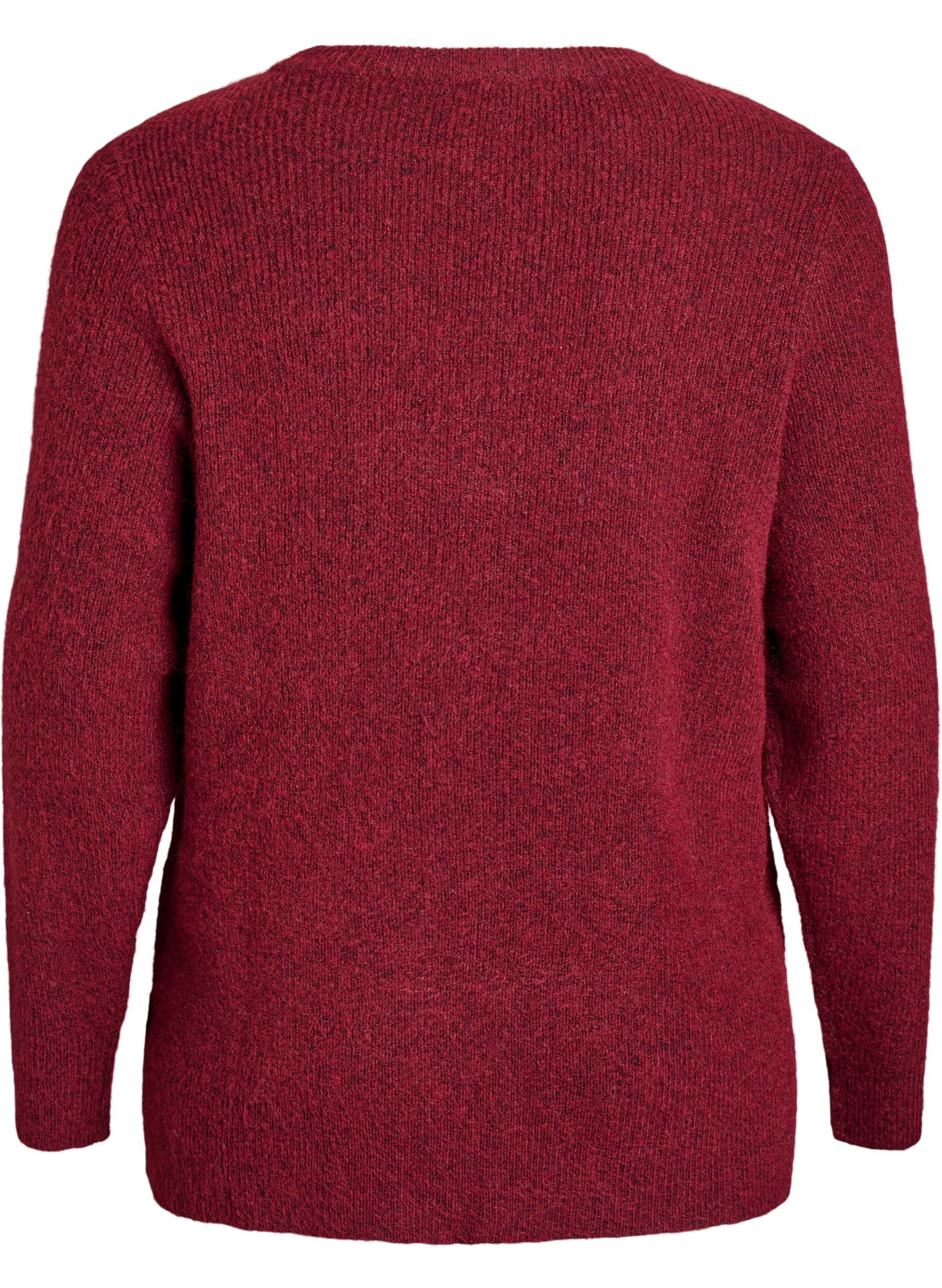 ZizziBlouse en maille chin&eacute;e &agrave; col rond, Bordeaux, Packshot image number 1