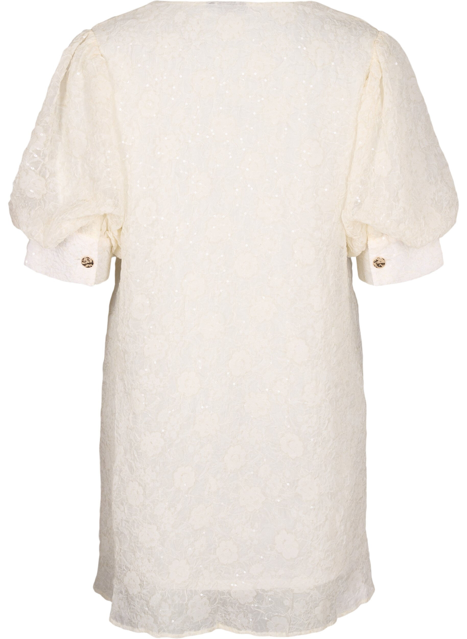 Zizzi Robe de soir&eacute;e courte &agrave; paillettes, Vanille, Packshot image number 1