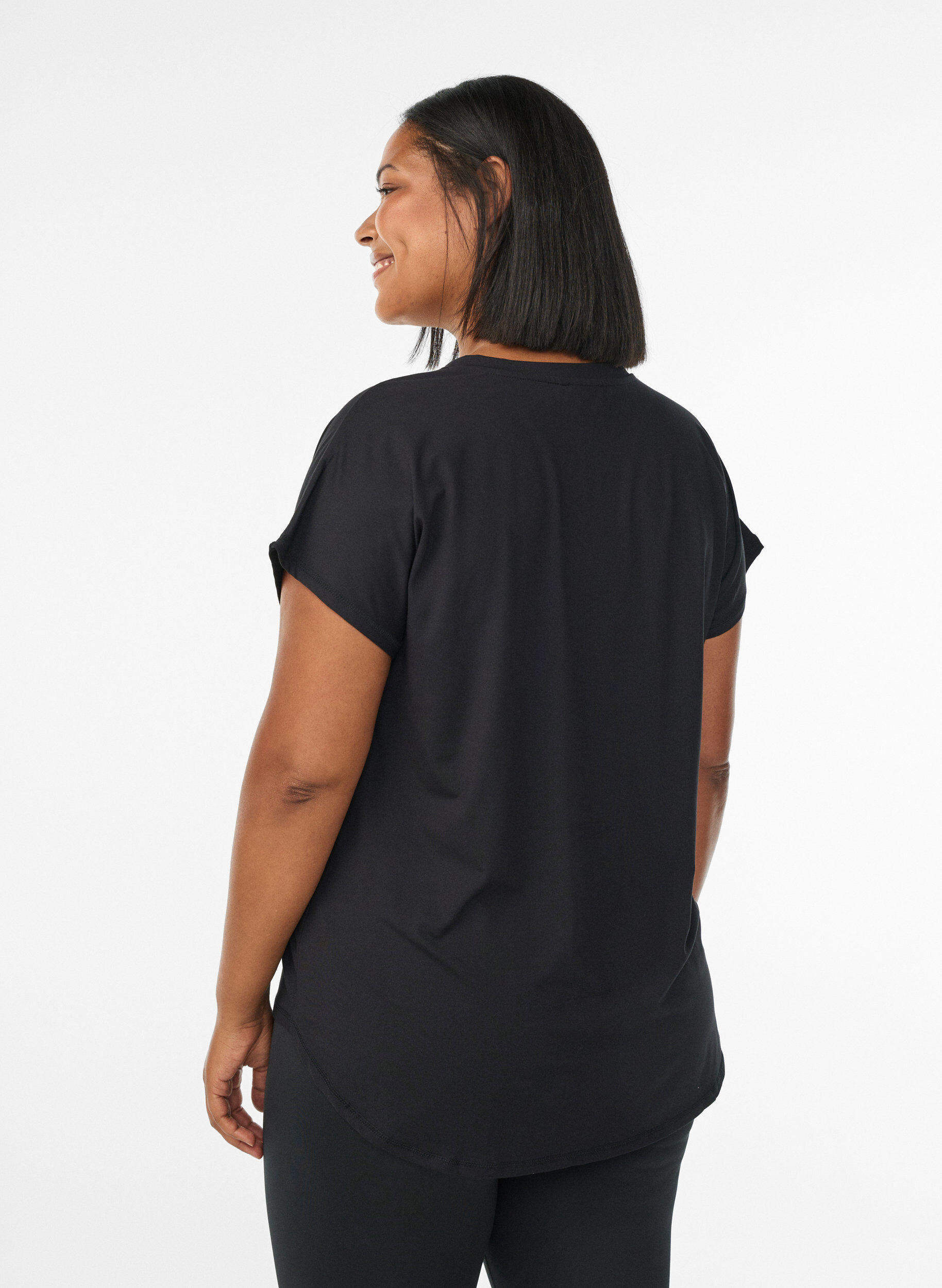 ZizziT-shirt de sport &agrave; manches courtes avec col en V, Noir, Model image number 2