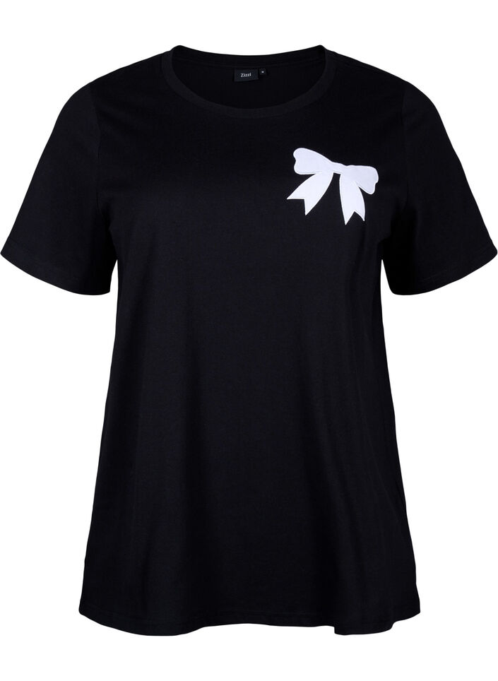 T-shirt en coton avec nœud papillon, Black W. White, Packshot image number 0