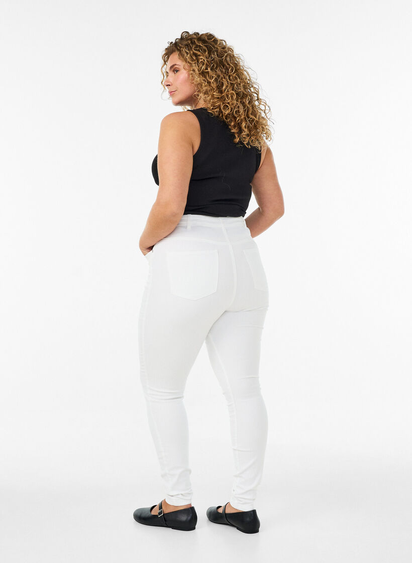Jean Amy taille haute coupe super slim, Blanc, Model image number 1