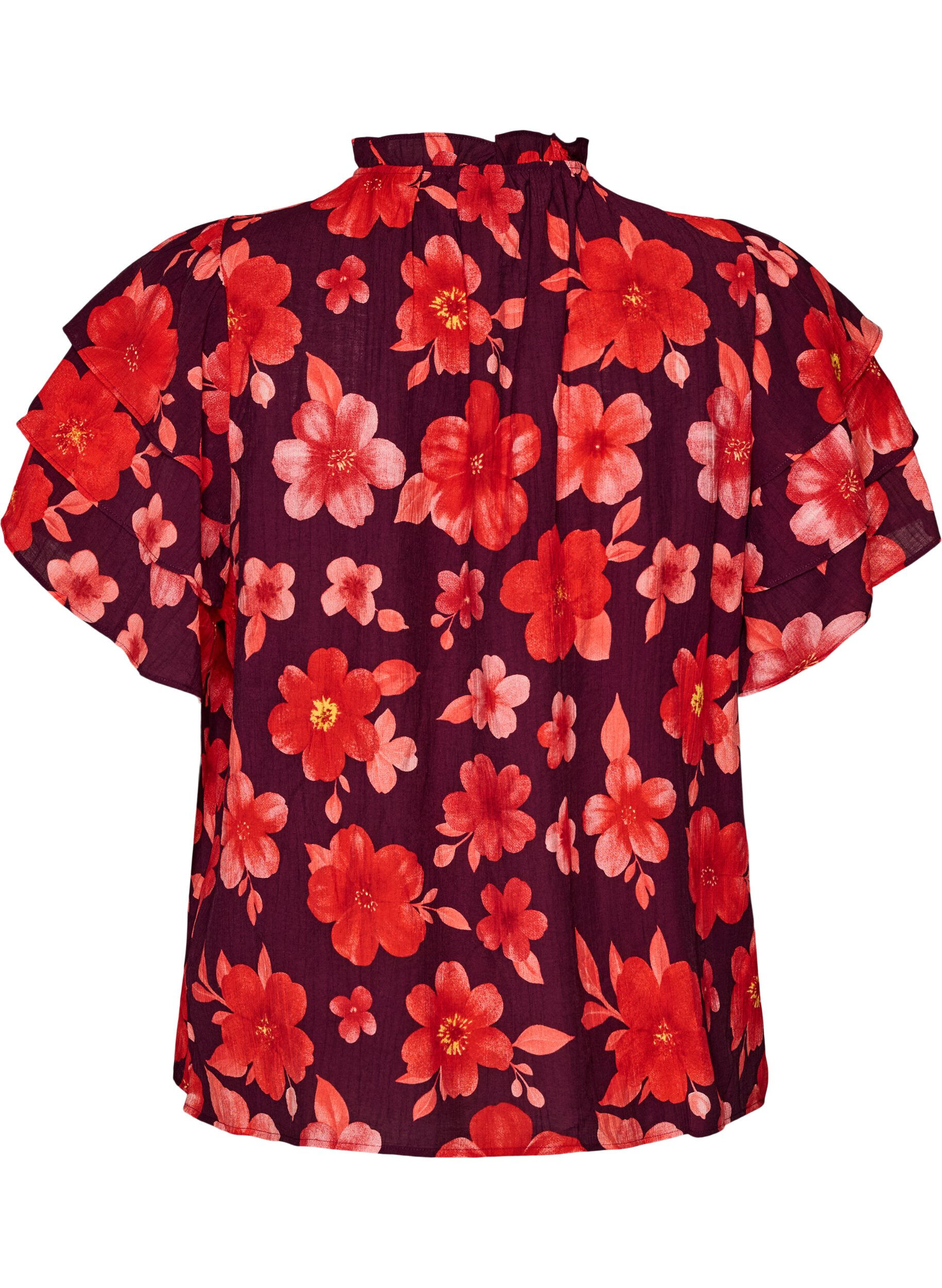 ZizziBlouse florale en viscose avec manches &agrave; volants, Violet, Packshot image number 1