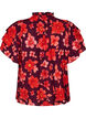 Blouse florale en viscose avec manches &agrave; volants, Violet, Packshot image number 1
