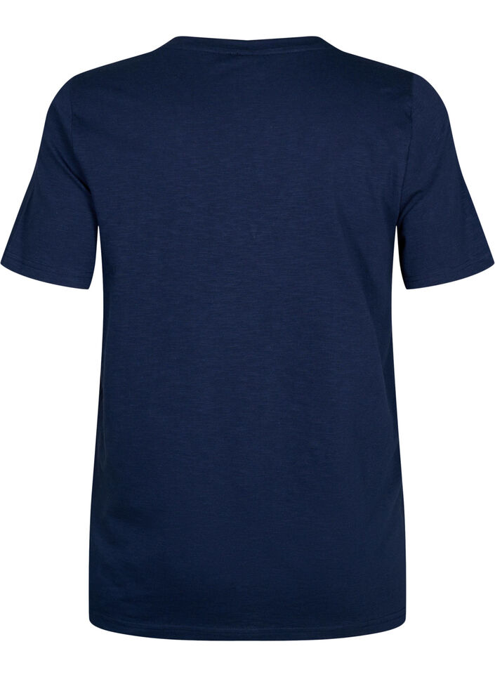 T-shirt basique &agrave; manches courtes et col en V, Bleu, Packshot image number 1