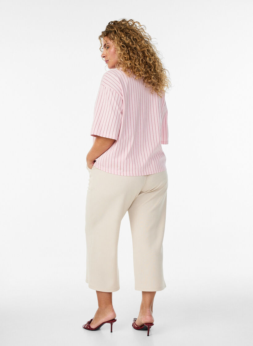 Pantalon ample avec longueur 7/8, Beige, Model image number 1