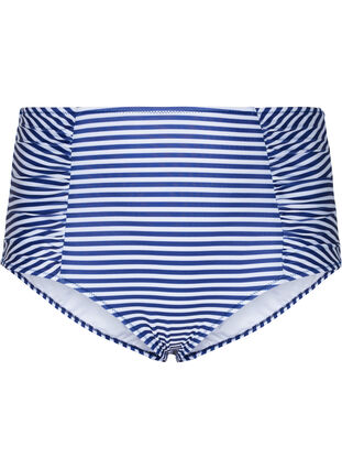 Bas de bikini à rayée avec taille haute, Blue Striped, Packshot image number 0