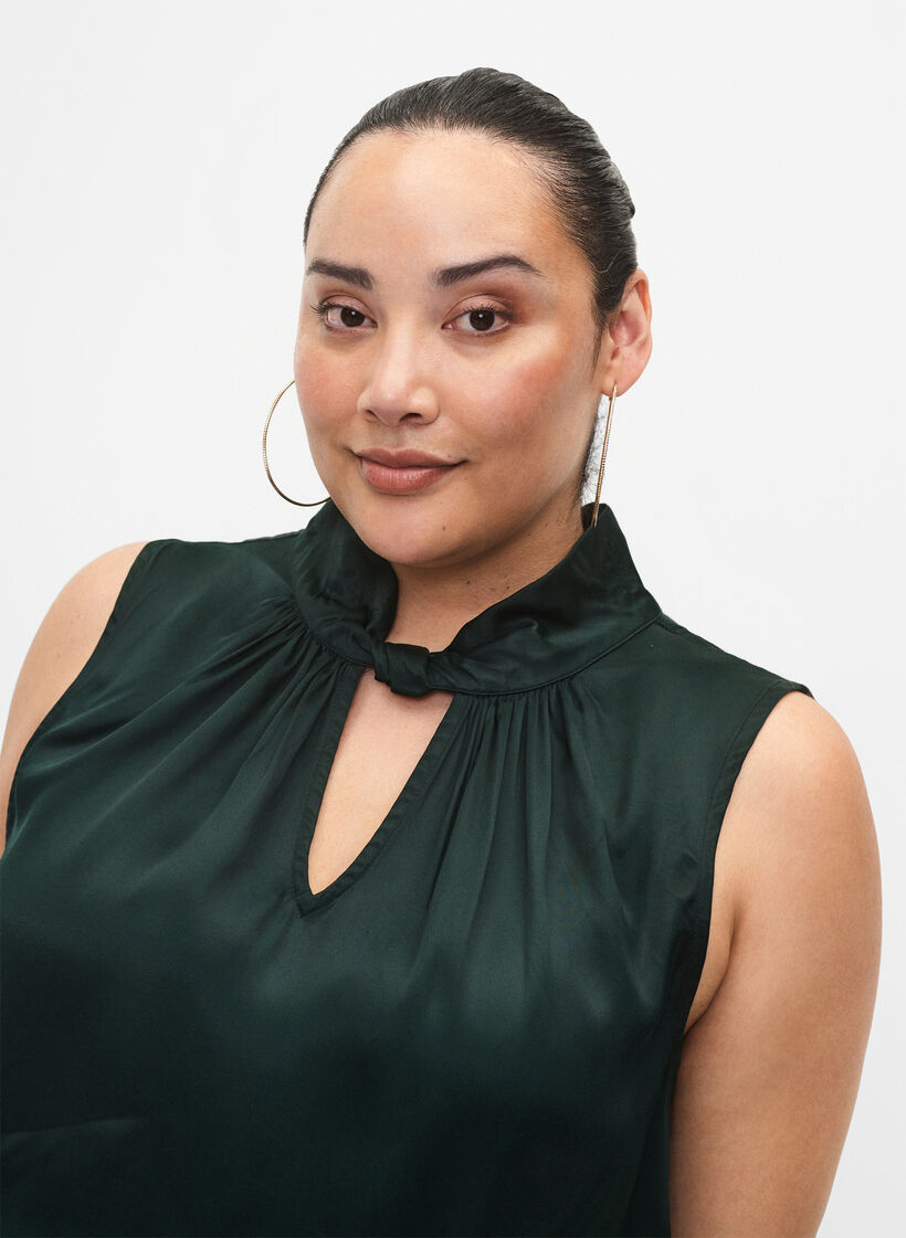 Top sans manches détaillé en viscose, Scarab, Model image number 2